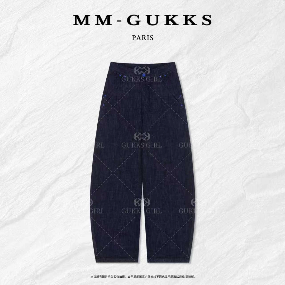 明明GUKKS『舒适百搭』2025新款薄款水洗高腰宽松显瘦休闲牛仔裤