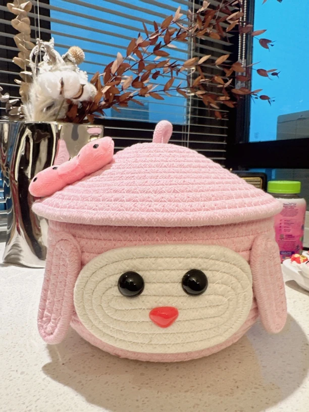 可爱卡通美乐蒂储物收纳盒收纳盒杂物收纳筐编织网红零食收纳桶