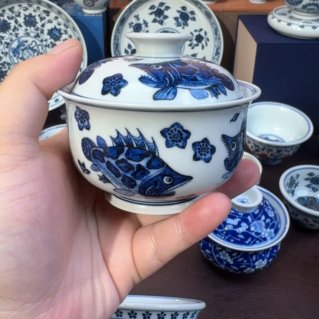 盖碗煜**壹纯手工手绘瓷瓷