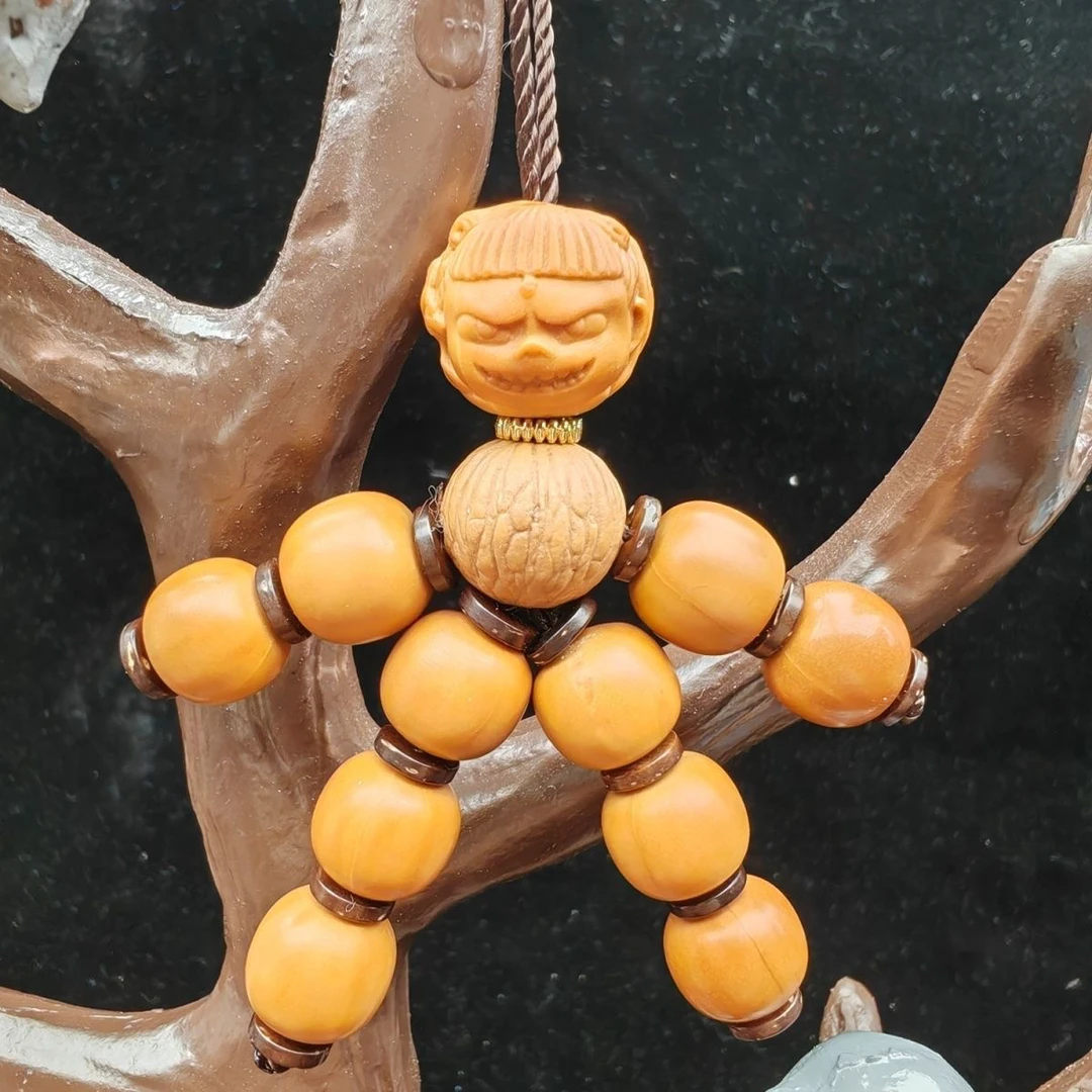 核桃桃枭本命年哪吒悟空大象手把件纯手工红绳编织挂件盘串神器