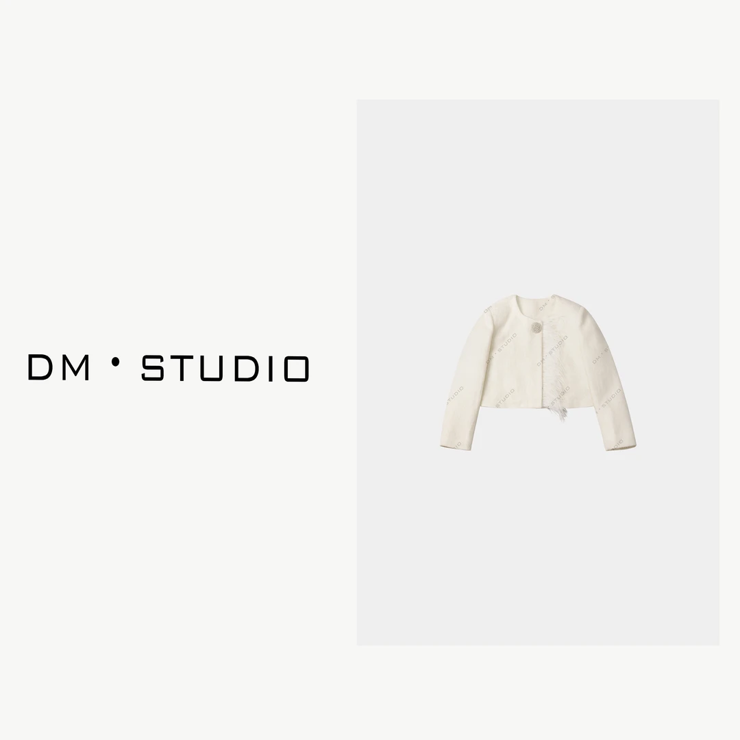 DEDM•STUDIODM/90%白鹅绒设计款羽毛边马海毛混纺外套 24F-375ER