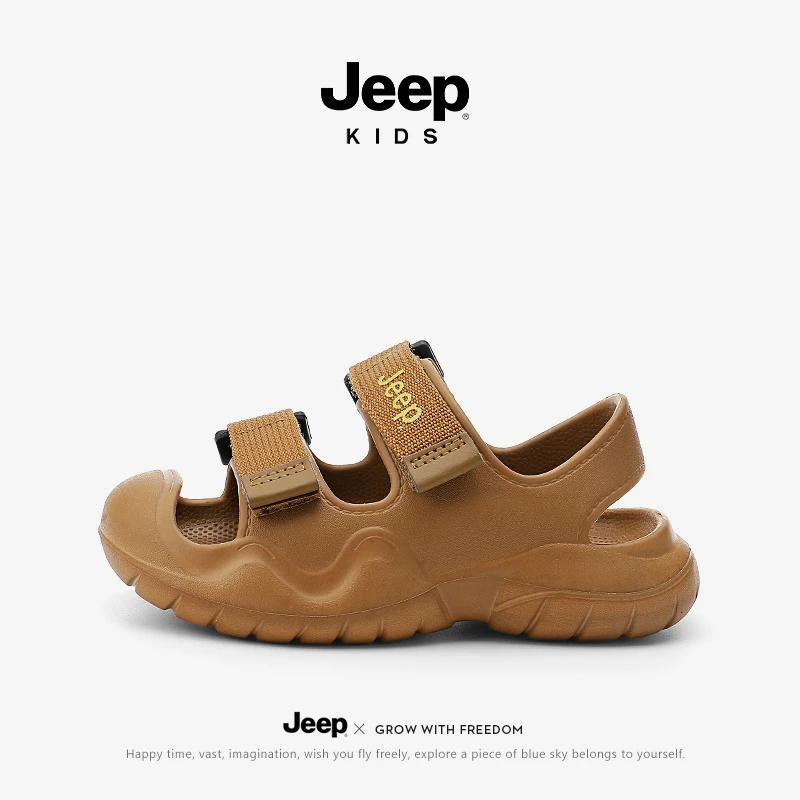 jeep儿童防撞防滑凉鞋男女童软底凉拖夏季透气户外包头溯溪沙滩鞋
