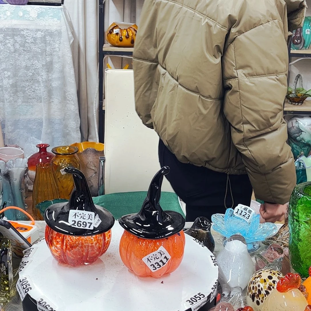 南瓜一对家悦琉璃工艺品不完美