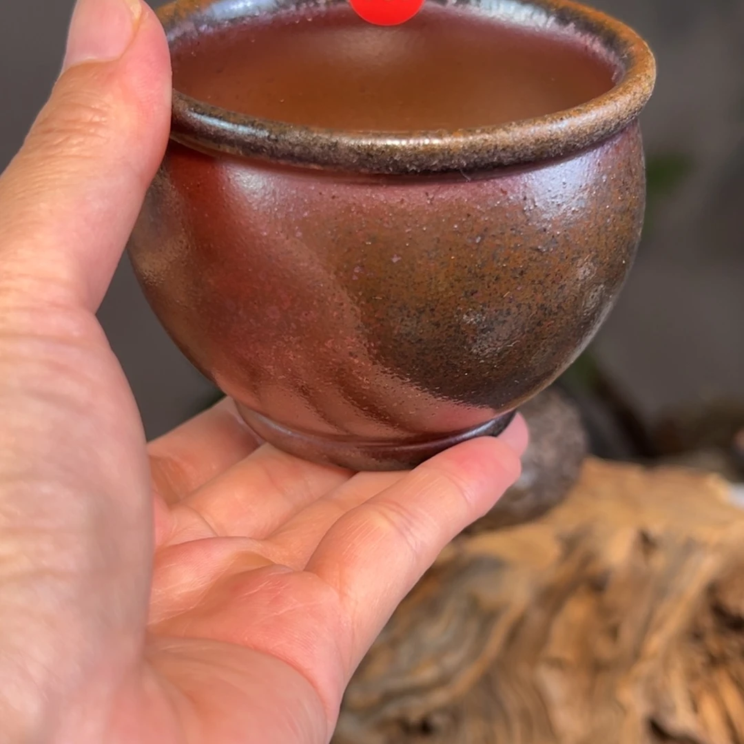 387柴烧主人杯紫砂老紫泥
