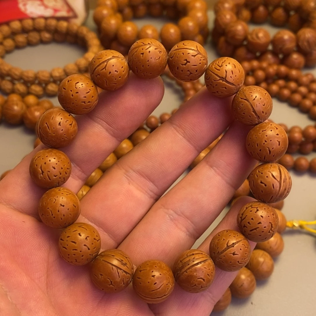 桃核手串脑纹光珠13+