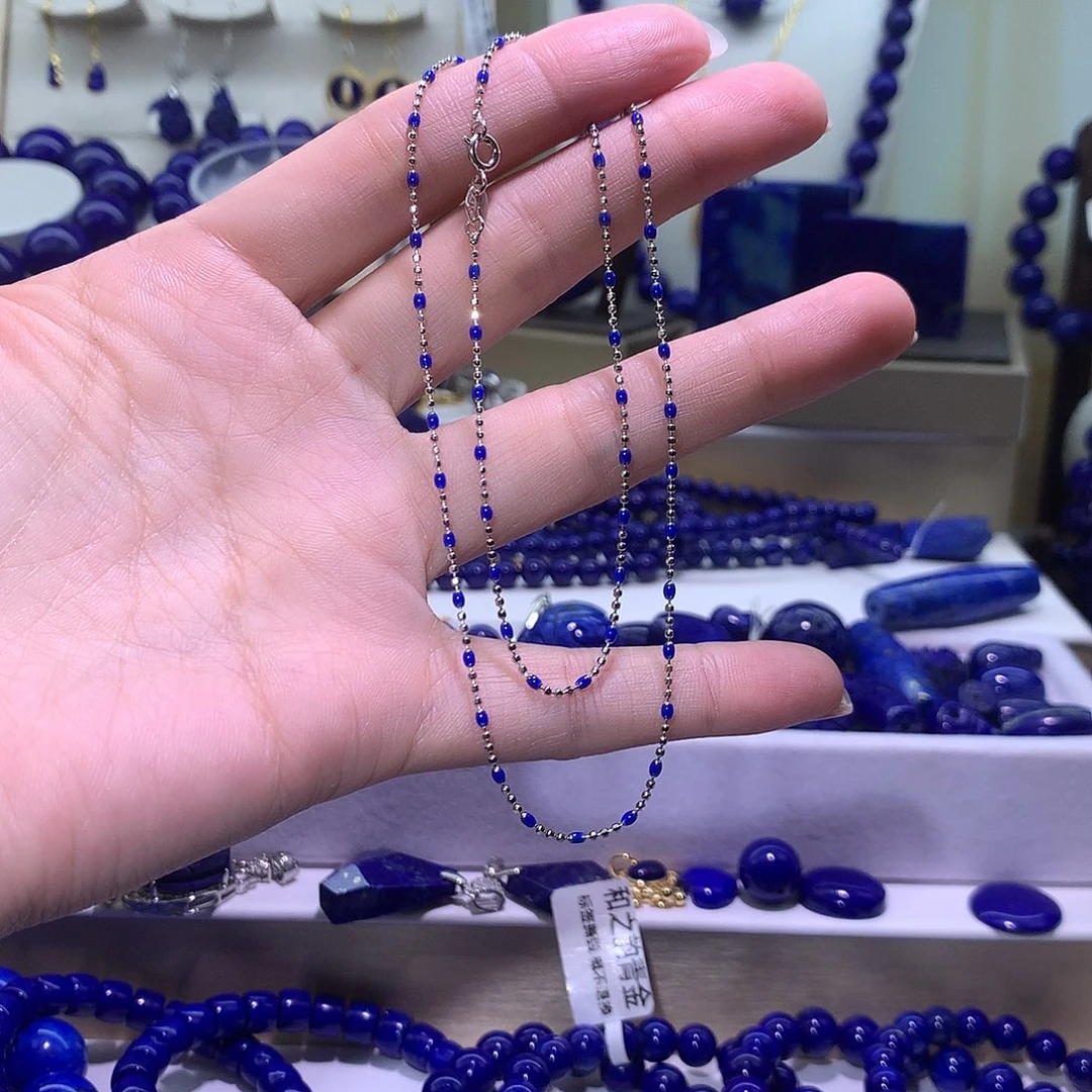 青金石合金天然原矿项链