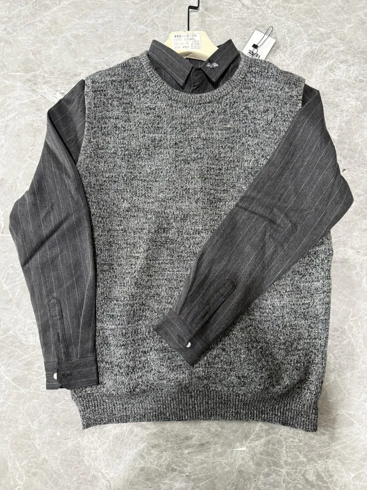 002  长袖针织衫毛衣男士新款上衣潮流百搭打底毛衫