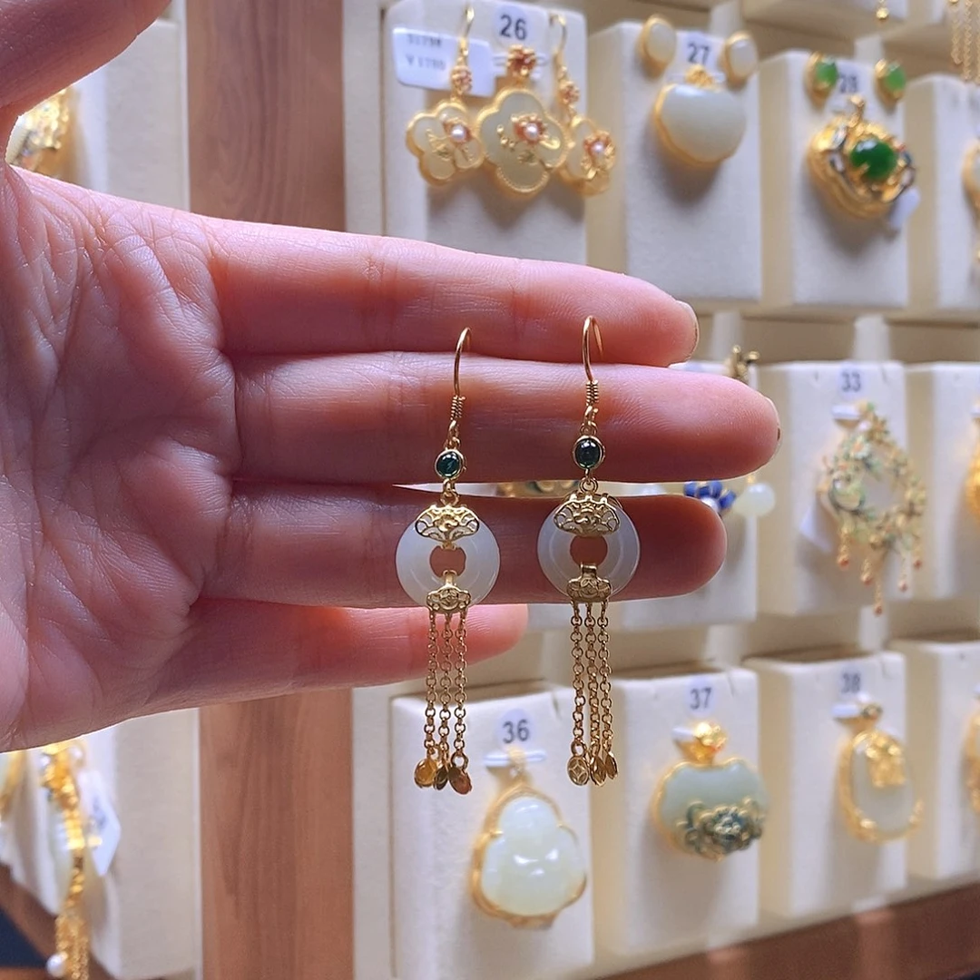 和田玉颈饰银S925镶嵌