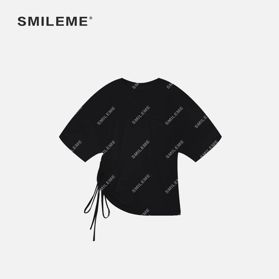 SMILEME【东方逸褶】夏季款‘’100%莱赛尔天丝‘’简约设计感半袖T恤