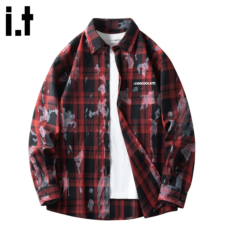 i.t:CHOCOOLATE扎染长袖衬衫男士2025秋冬季新款高街潮牌衬衣外套