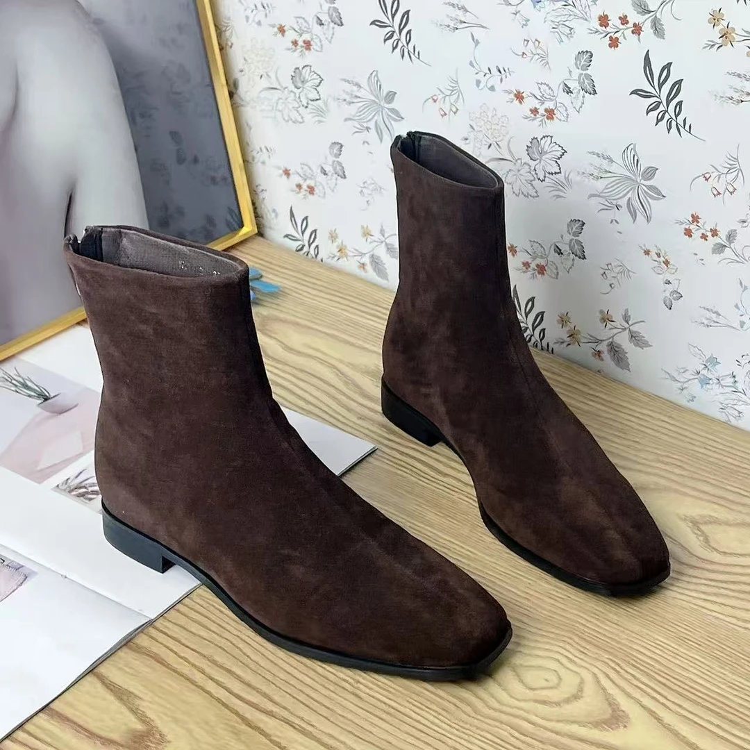 7212A   秋冬新款时尚百搭法式短靴加绒