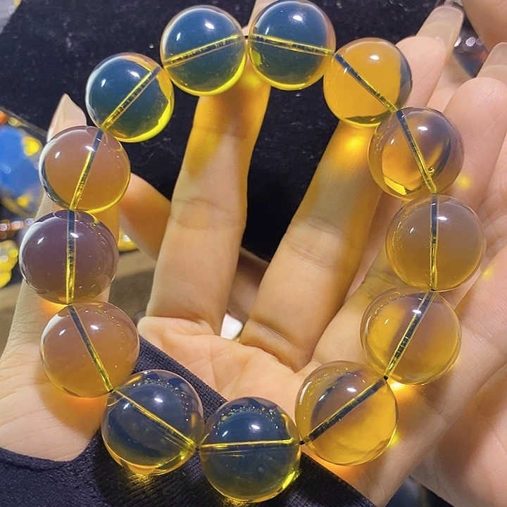 蓝珀未镶嵌珠宝奇石墨西哥蓝珀手串17