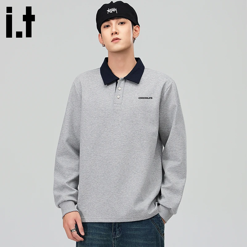 i.t:CHOCOOLATE潮牌翻领上衣男士秋冬设计感时尚痞帅百搭长袖卫衣