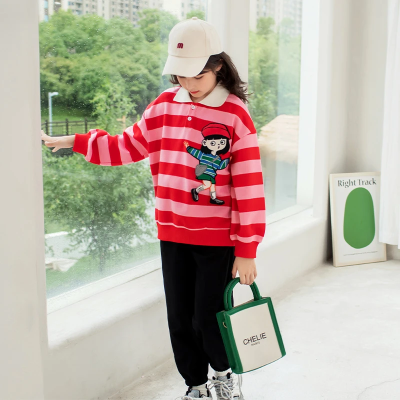 刺绣女童卫衣2025春秋季新款潮洋气女孩秋装中大童宽松上衣6822