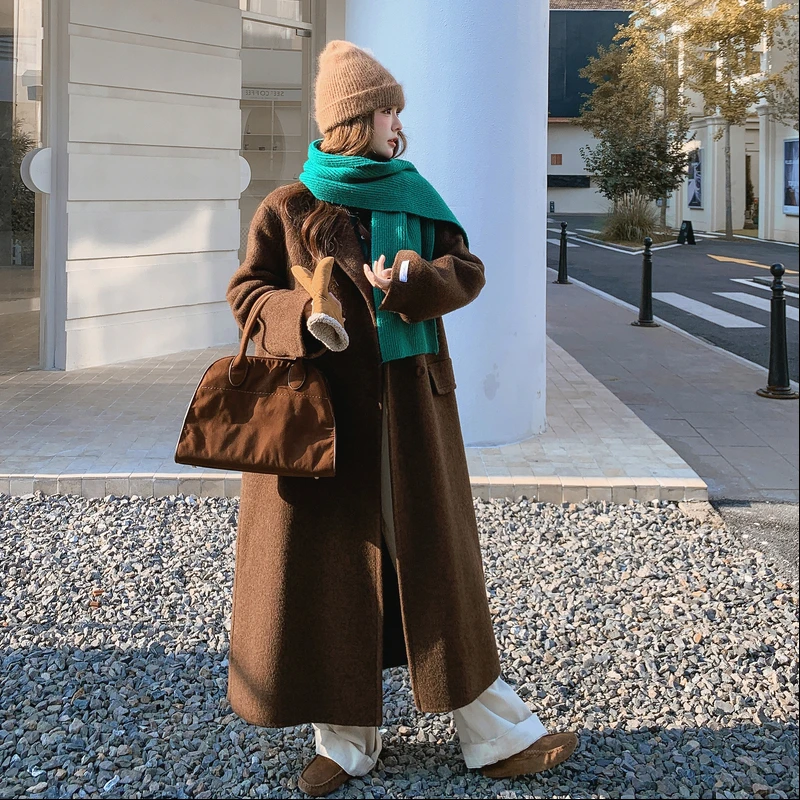 美拉德色双面羊毛大衣女2025秋冬高级感超好看气质长款羊毛呢外套