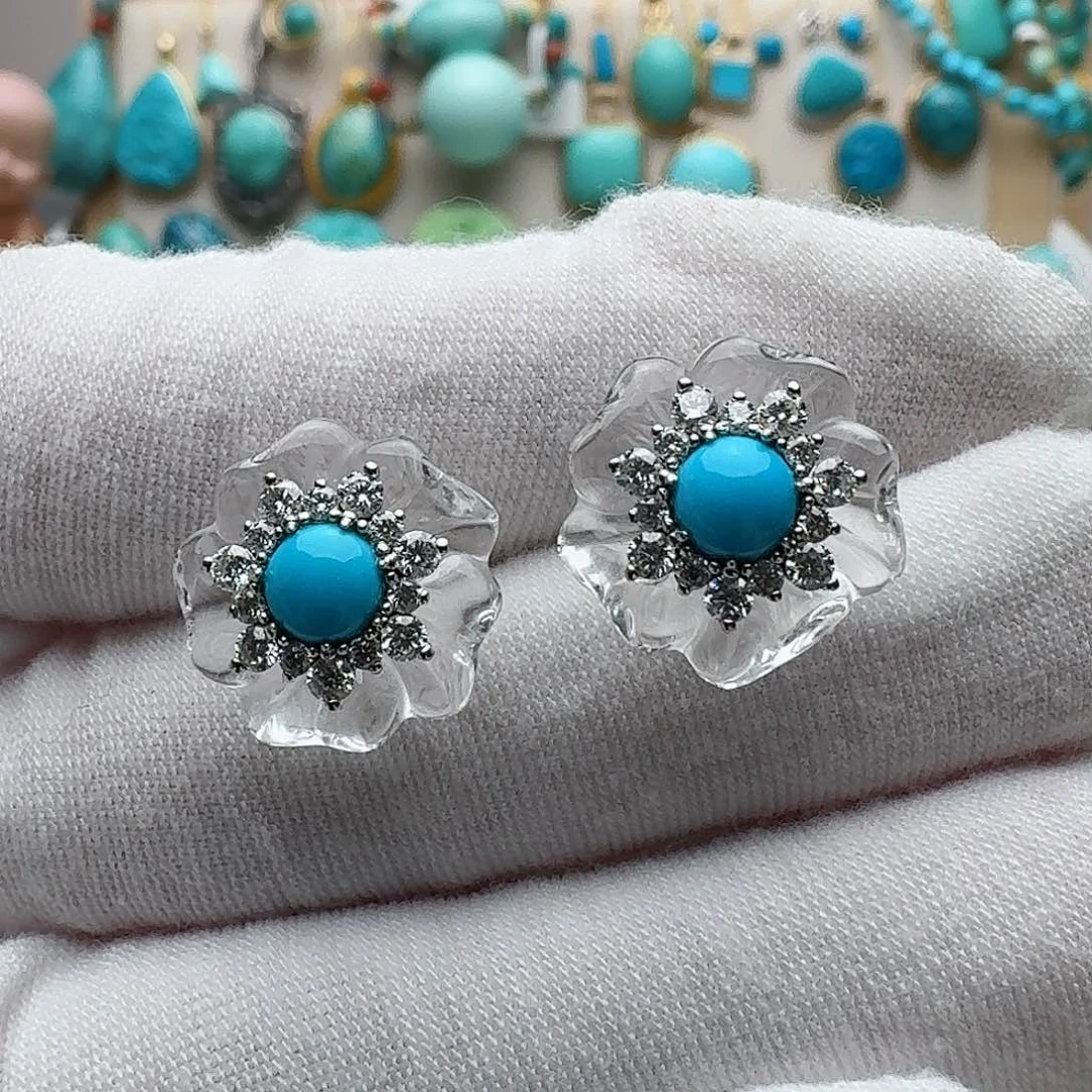 绿松石珠宝奇石银S925镶嵌