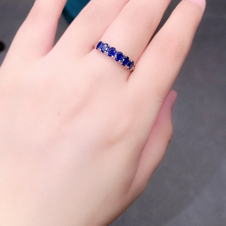 戒指蓝宝石银S925镶嵌