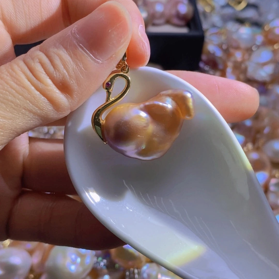 银S925镶嵌淡水珍珠微瑕