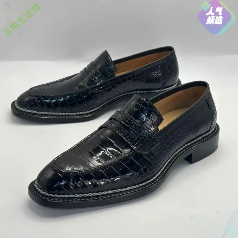 【Bujan】尼罗鳄鱼皮乐福鞋挪威缝线牛皮底男士休闲皮鞋时尚商务商