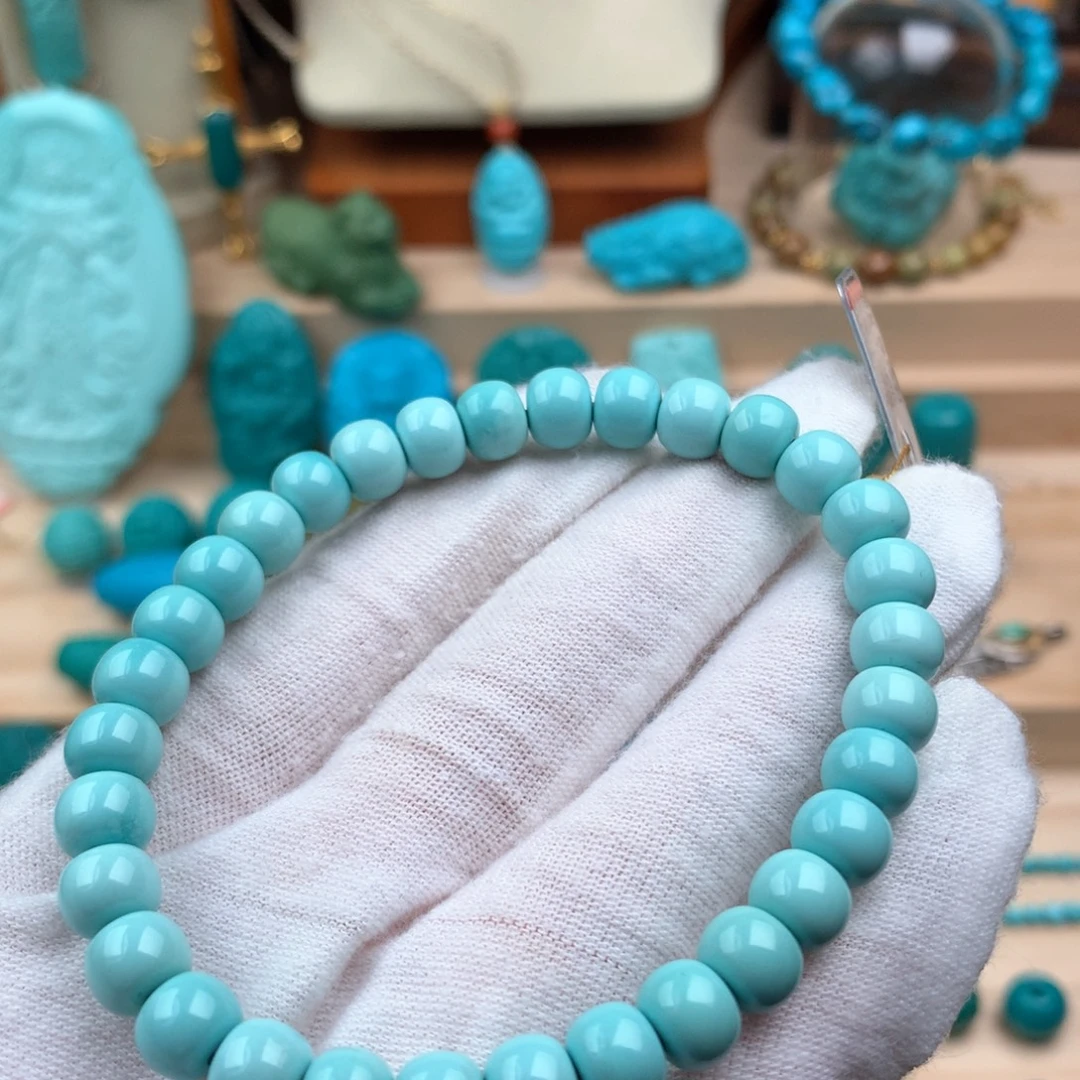 绿松石未镶嵌老型手串7