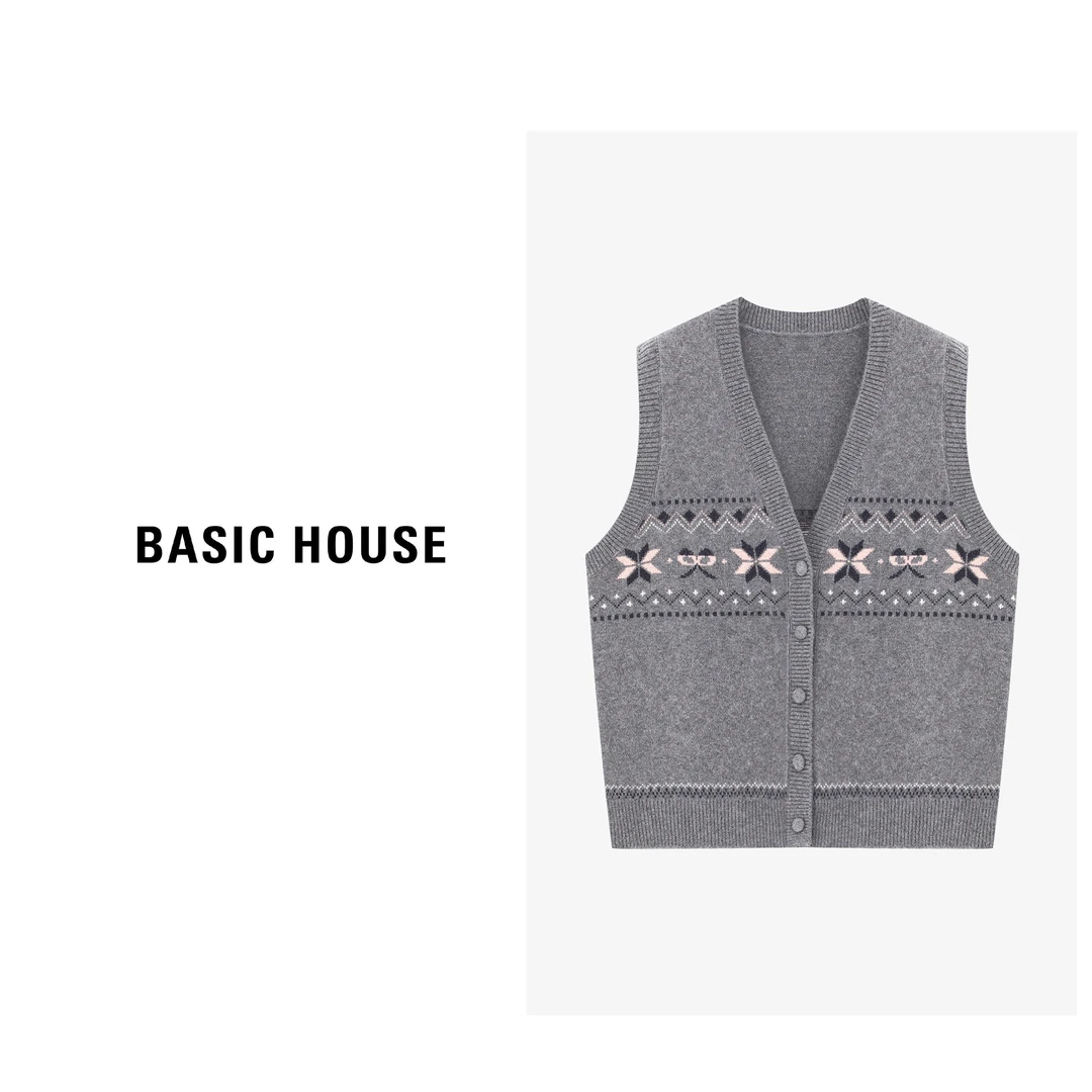 Basic House/百家好春季休闲百搭轻奢复古时尚毛衣-B06245C6132