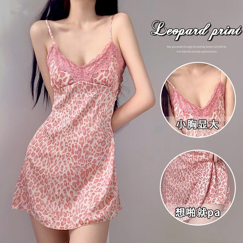 带胸垫吊带睡衣镂空性感蕾丝不起球睡袍短裙睡纯mm吊带胸垫睡裙
