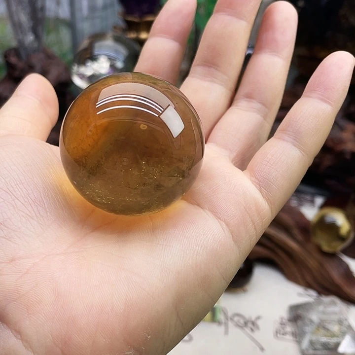 水晶珠宝半成品未镶嵌黄水晶球4.4cm