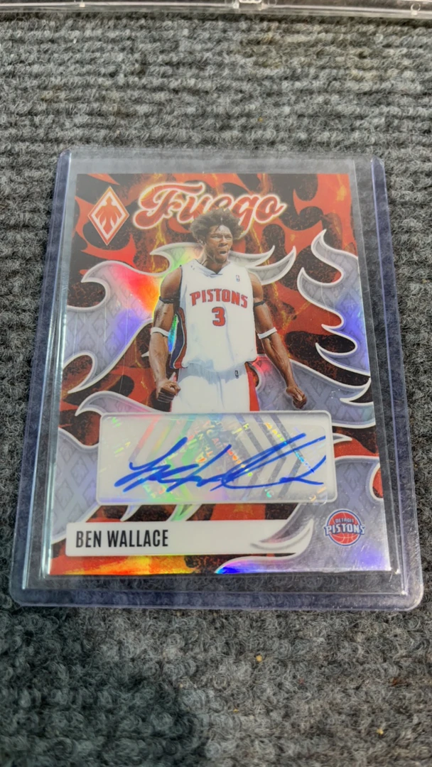 本 华莱士 亲笔签字球星卡 活塞五虎 凤凰银折99编 正品保证