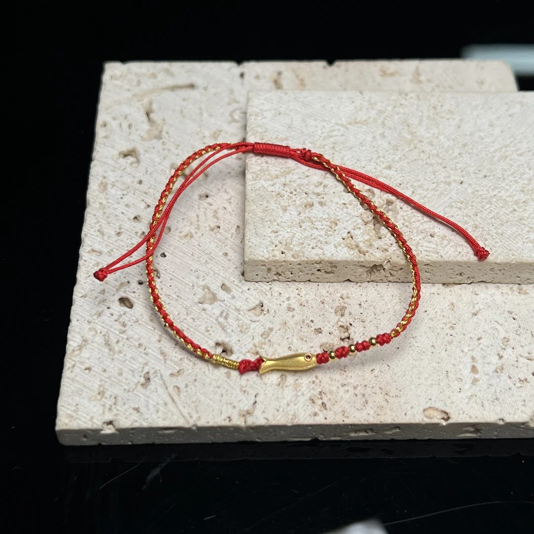 【北野珠宝】18k金小鱼红手绳B221H-231