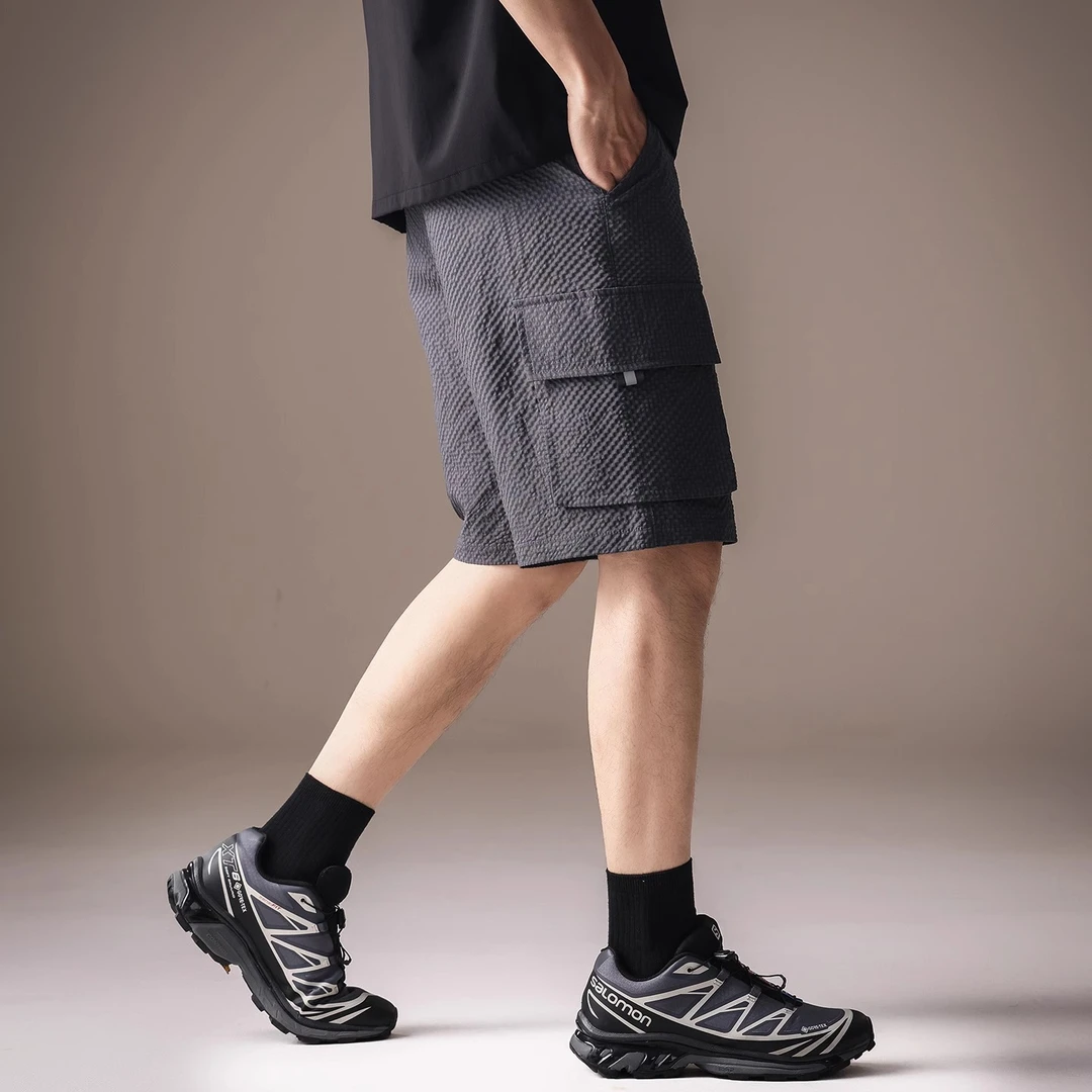 U&PURA高端泡泡纱速干凉感工装短裤男夏季薄款美式宽松大口袋