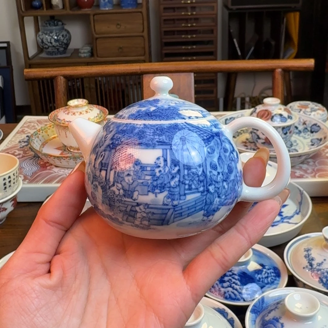 杯重工百子茶壶纯手绘