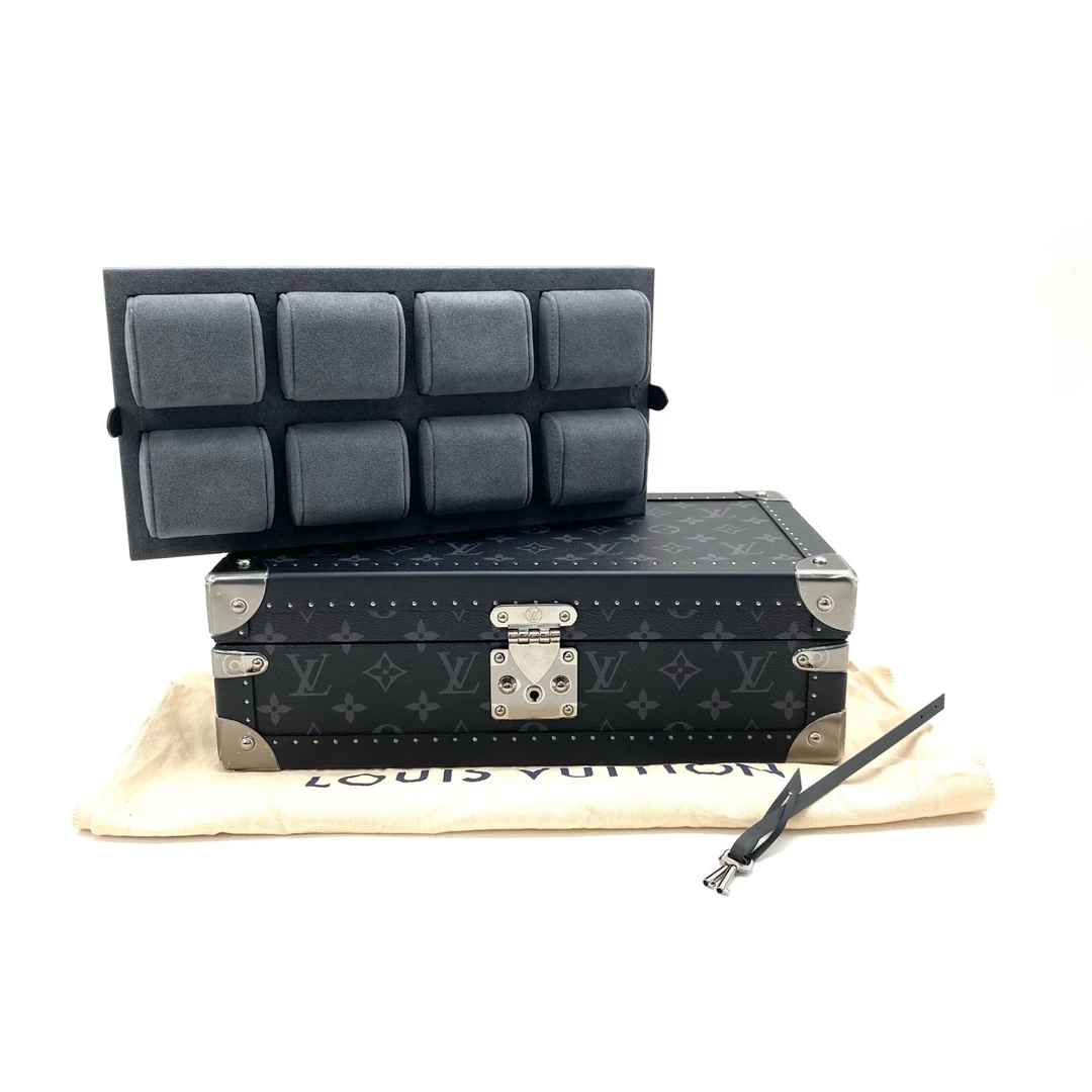 99新 LouisVuitton/路易威登 未使用黑老花8只装腕表箱 尺寸34/18