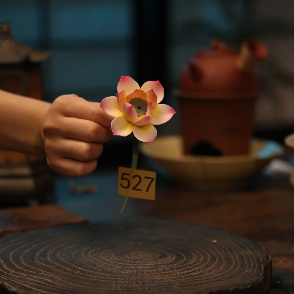 527荷花景德镇高温釉下彩绘设计师款式