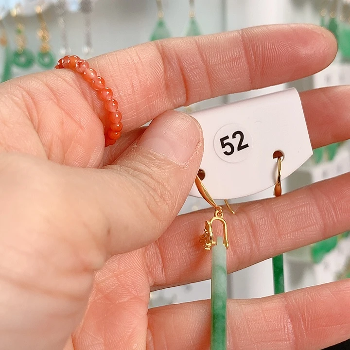 翡翠耳饰银S925镶嵌富**丹翡翠