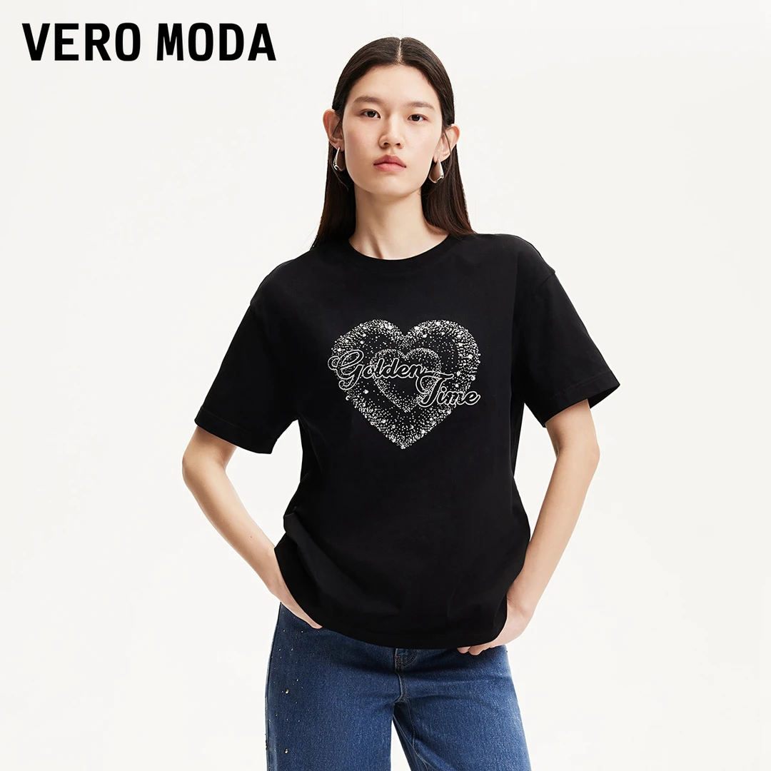 【达人专属】Vero ModaT恤刺绣烫钻基础T恤休闲百搭325101022
