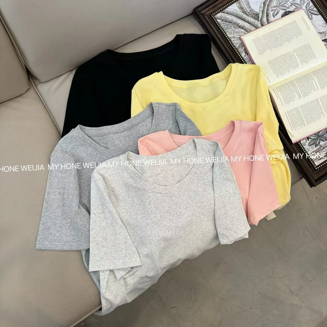 【WJ】春款 5829  宽松舒适五色简约圆领短袖上衣（2-6）欧若风