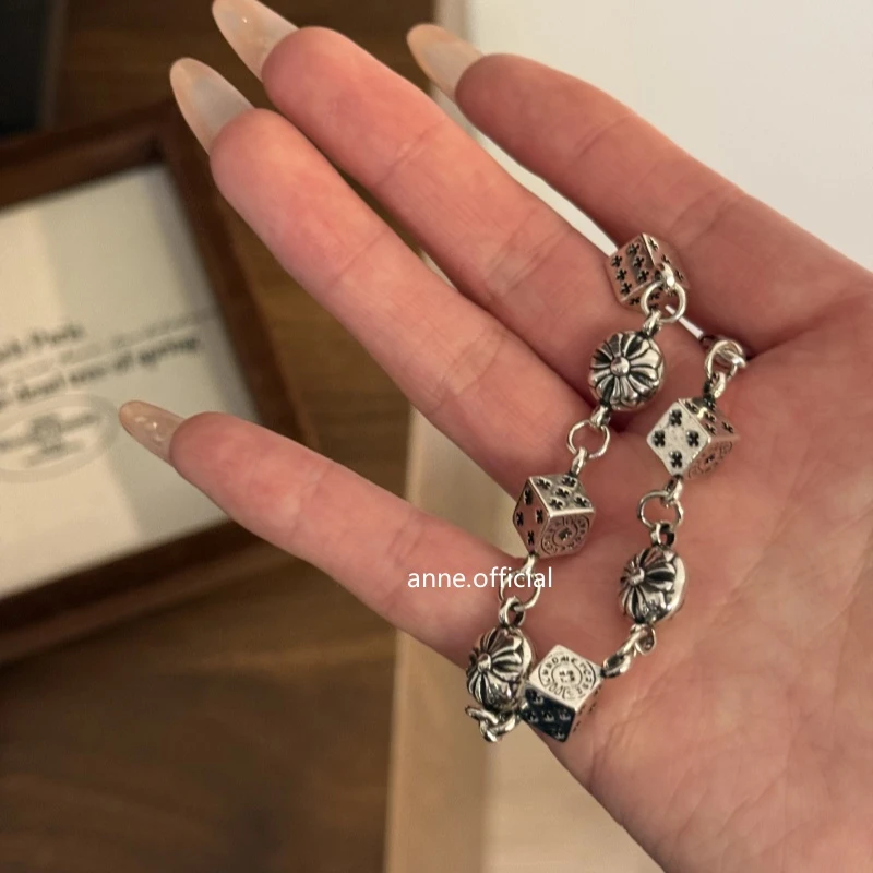 铜合金手链 【S200】复古做旧骰子手链欧美嘻哈风潮牌摇滚风格手链