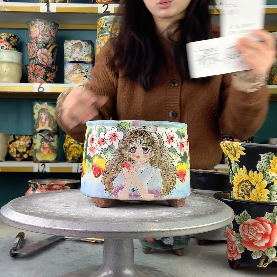 陶景德镇手工花盆863