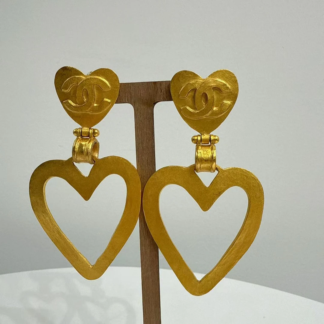 95新 Chanel/香奈儿 Chanel vintage香奈儿中古爱心耳夹