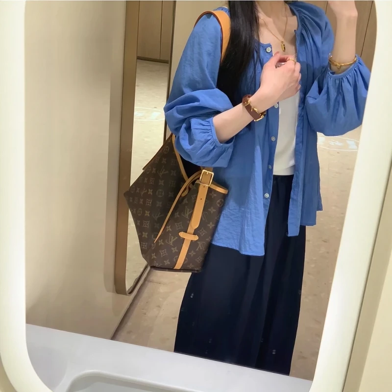 韩系简约圆领天丝开衫外套女2025夏季新款轻薄灯笼袖防晒罩衫ins