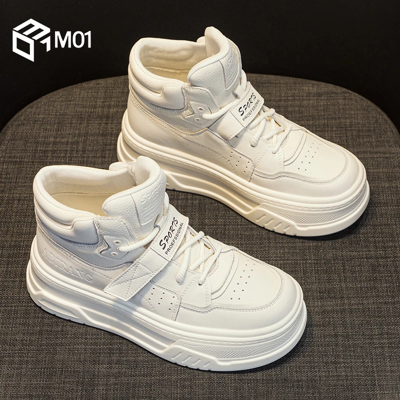 M01秋冬加绒小白鞋女2025新款百搭爆款松糕厚底运动休闲高帮板鞋