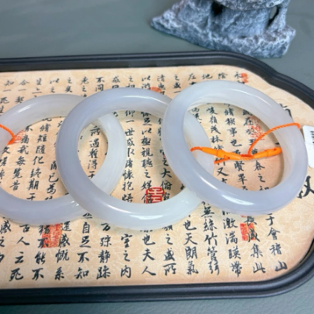 毕业级烟紫半山水手镯天然和田玉羊脂级正圈手镯多样性拍一发一