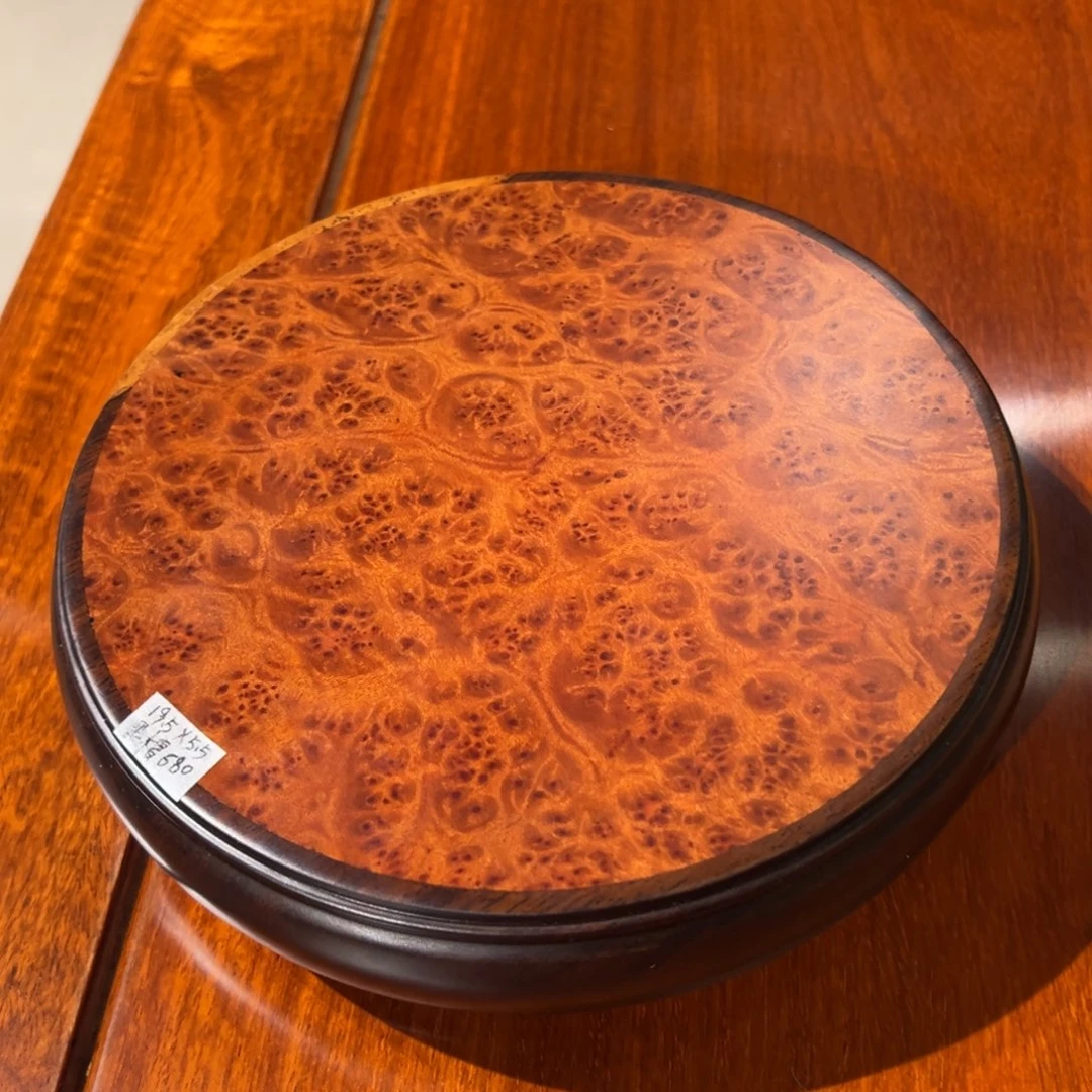 明***月乌木类成套家具黑檀嵌缅花瘤疤底座