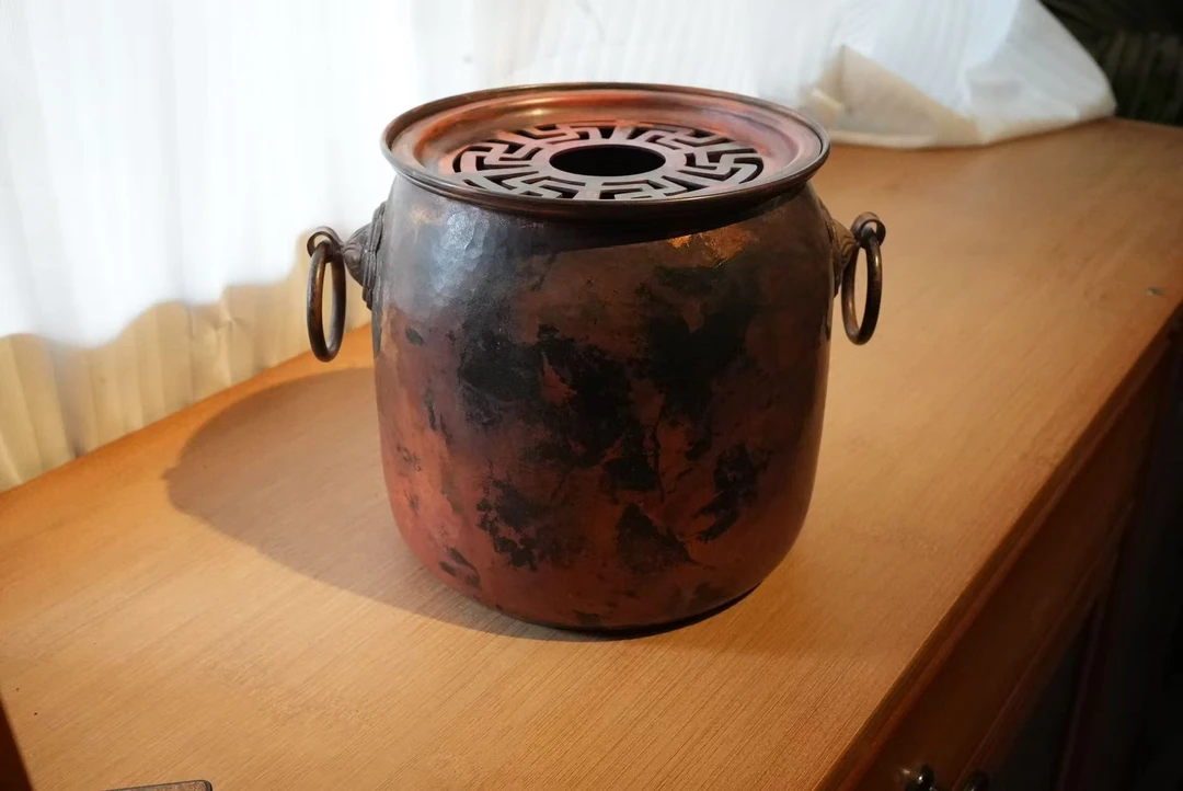 手工纯铜小火炉 紫铜烤色围炉煮茶烧水炭火炉风炉小号酒精炉