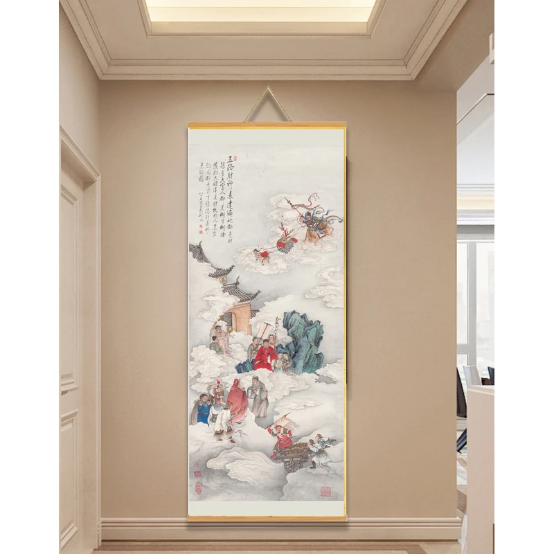 【156五路财神】60x150cm现代简约挂轴装饰画办公室家居装饰画