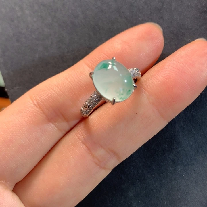 石英质玉银S925镶嵌戒指