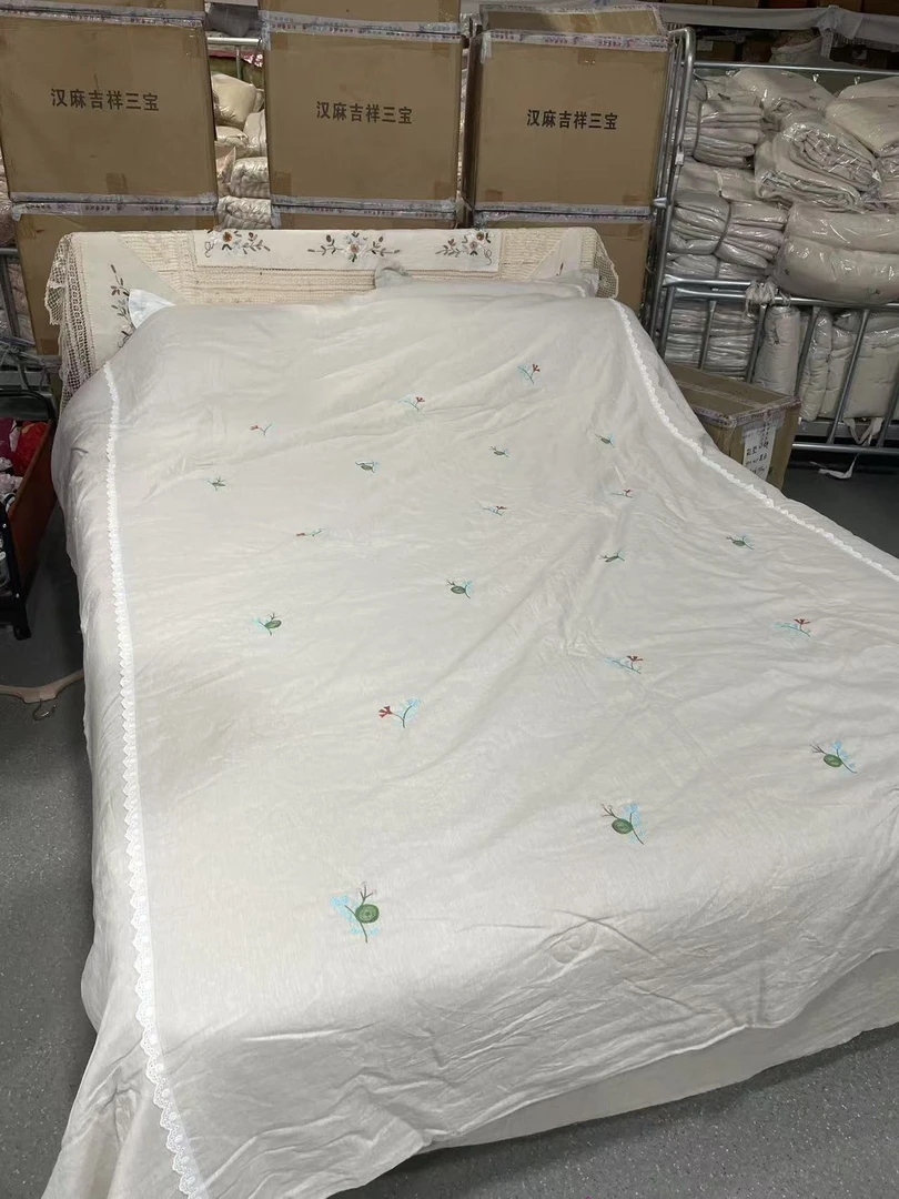 C102 刺绣蜗牛花罗布+14支汉麻双人被2*2.3米