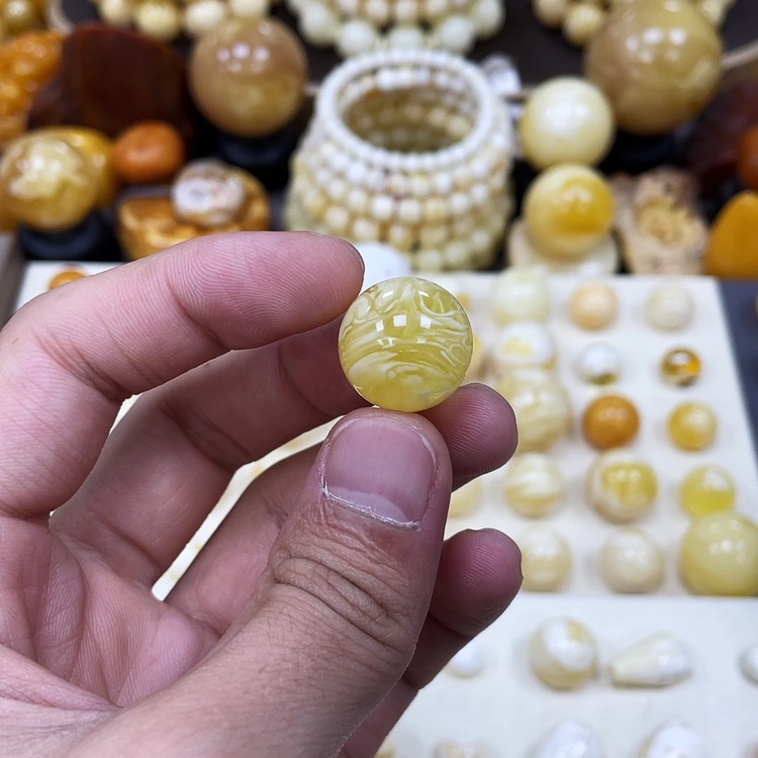 蜜蜡未镶嵌珠宝奇石17.5mm【拉丝妖孽金白】瑕疵·打孔不予退货