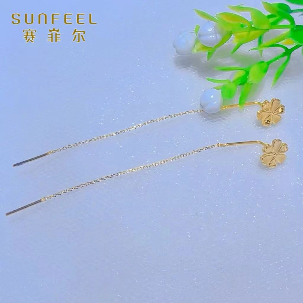SUNFEEL/赛菲尔黄金足金经典车花梅花耳线黄金耳饰精致百搭5G精工