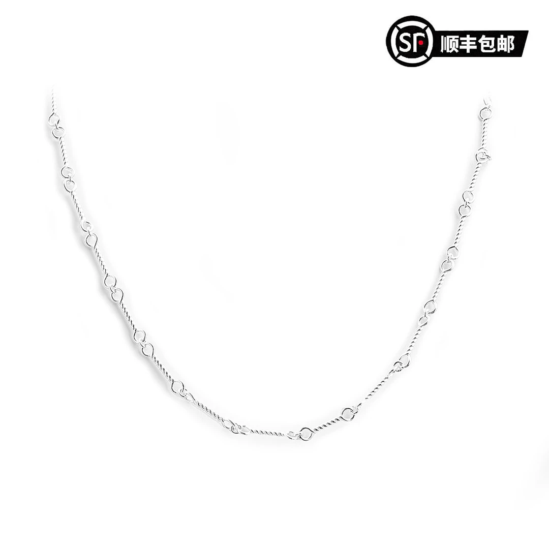 WIC 链子925银 925银竹节骨头麻花锁骨链